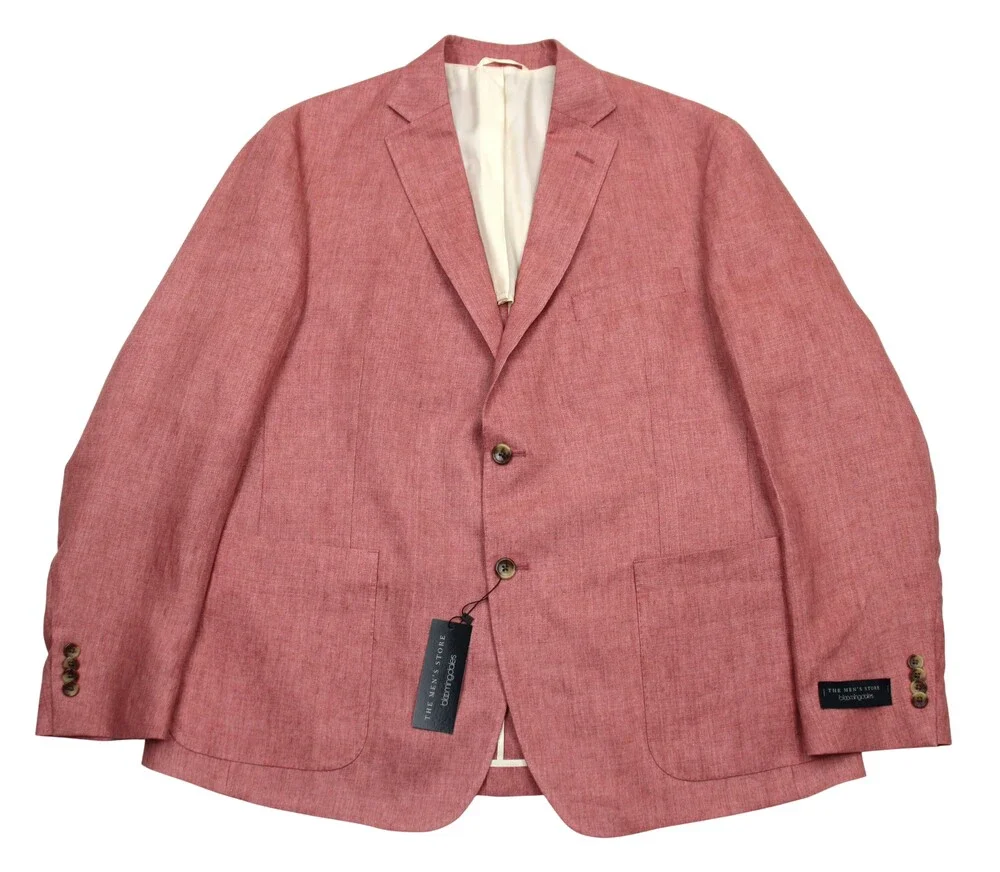 The Men's Store Bloomingdale's Sport Coat 44 R Mens Coral Linen Blazer Jacket